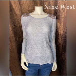 Nine West Sequin embellished shoulder Knit Top, NWT, women’s size medium